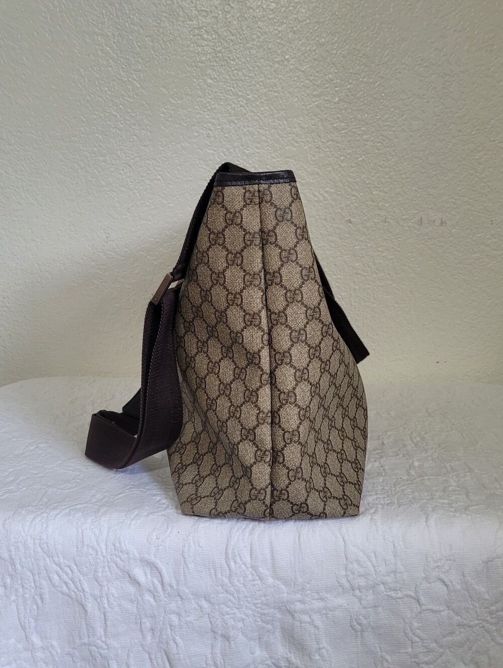 Gucci Brown GG Supreme Joy Two Way Canvas Leather Large Travel Business Tote - Picture 3 of 10